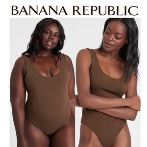BANANA REPUBLIC | Scoop-Neck Thong bodysuit brown size M